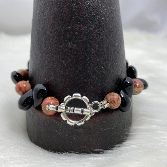 Handmade Stone Bead Bracelet 8" - Picture 9 of 11